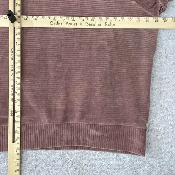 Zella Peacoat Hoodie Kangaroo Pocket Women's XL Pink Drawstring Ribbed Pattern - Picture 9 of 13